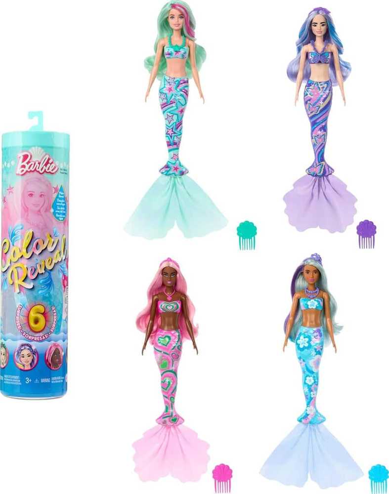 Mattel BARBIE COLOR REVEAL undinės siurprizų rinkinys, giliųjų vandenų serija (HRK12)