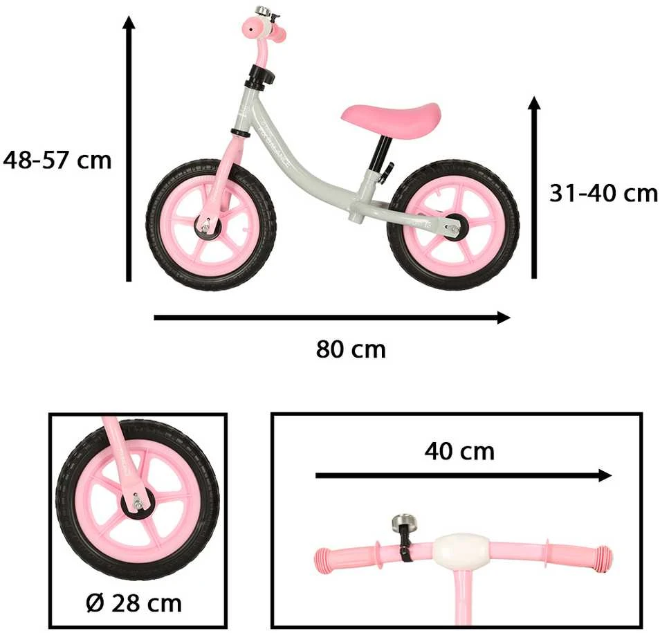 Balansinis dviratukas Trike Fix, Baltos su rožine spalvos