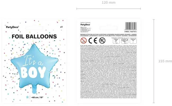 Party Deco PartyDeco Folinis balionas "It's a Boy"