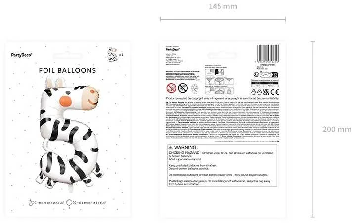Folijos gimtadienio balionas 5 - Zebras 68x98 cm
