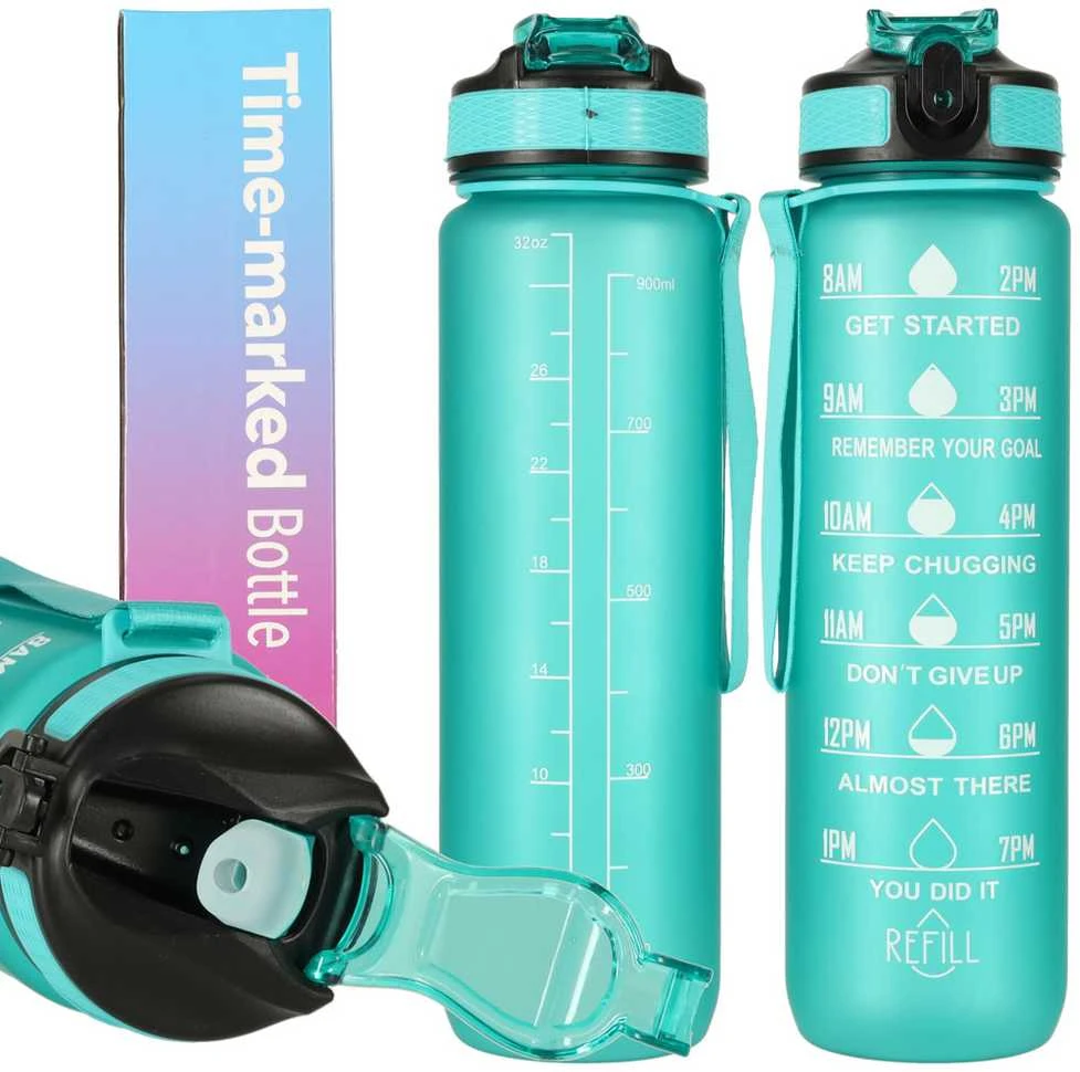 Ikonka Gertuvė su šiaudeliu ir laiko gradacija, 1000 ml, žalia