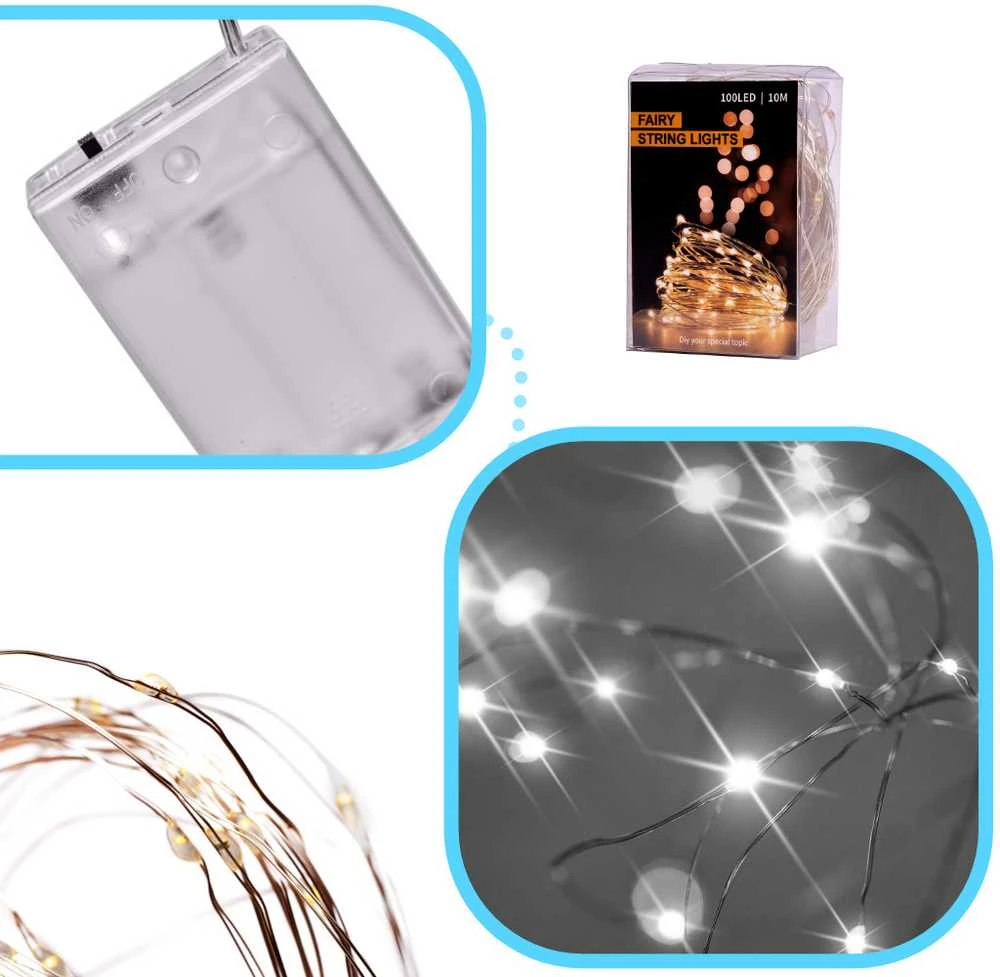 LED dekoratyvinis apšvietimas 5m 50LED šaltai balta