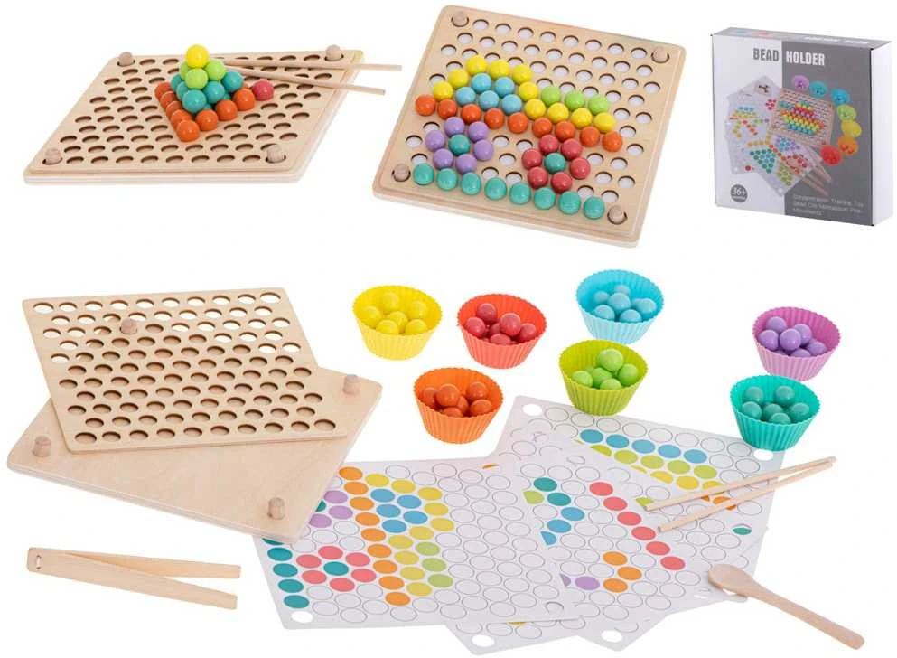Roger Mokomoji montessori karoliukų kamuoliukų mozaikos dėlionė 77el.