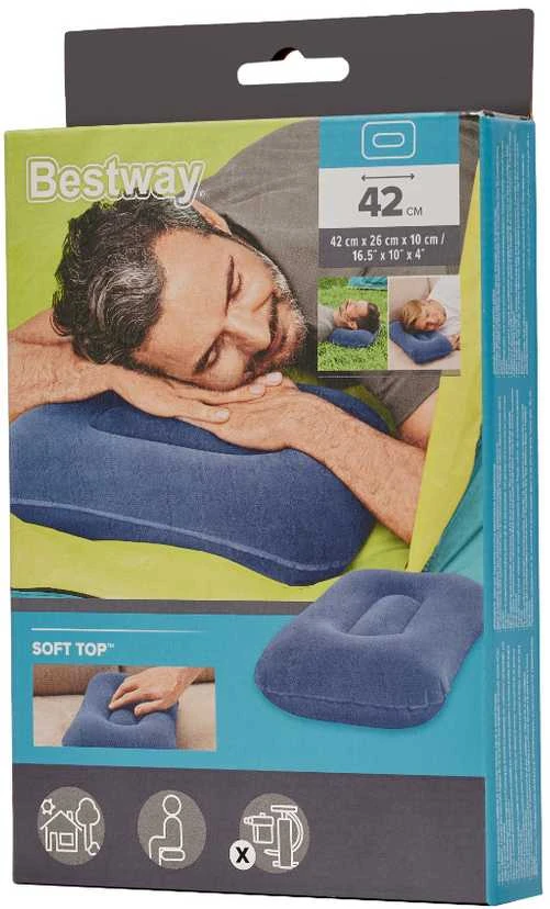 BESTWAY 67121 Kelioninė pripučiama veliūrinė pagalvėlė tamsiai mėlyna