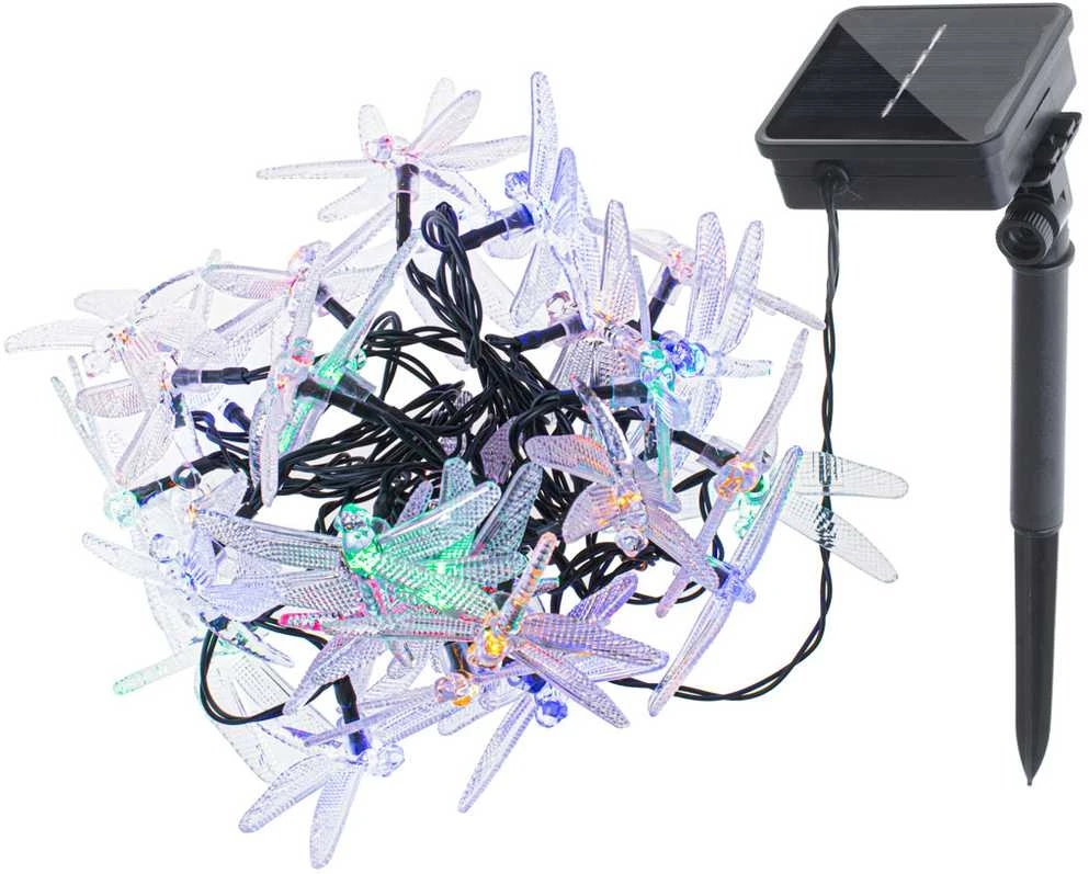 Saulės Dragonfly sodo žibintai 6,5 m 30LED multicolour