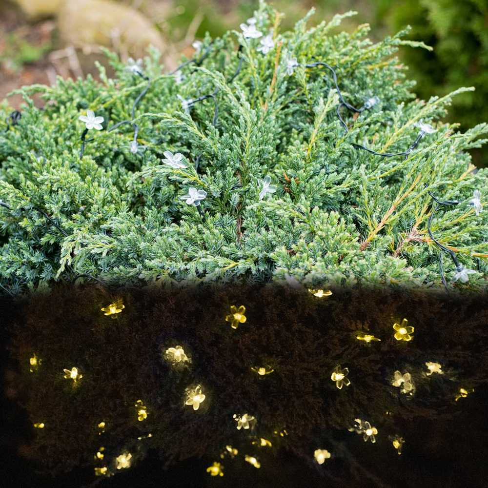 Ikonka Saulės gėlių sodo žibintai 7m 50LED šiltai balta
