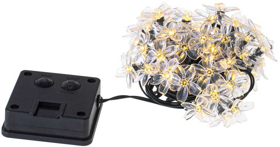 Ikonka Saulės gėlių sodo žibintai 7m 50LED šiltai balta