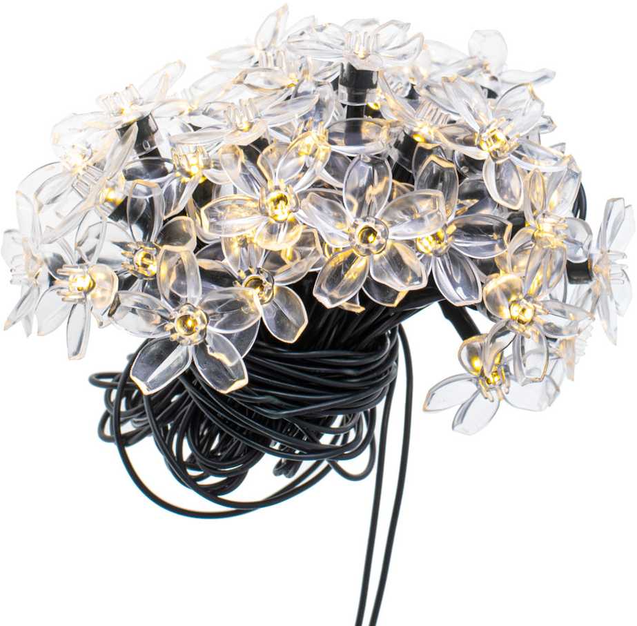 Ikonka Saulės gėlių sodo žibintai 7m 50LED šiltai balta