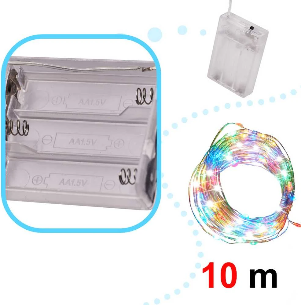 LED dekoratyvinės vielos žibintai 10 m 100LED daugiaspalvis