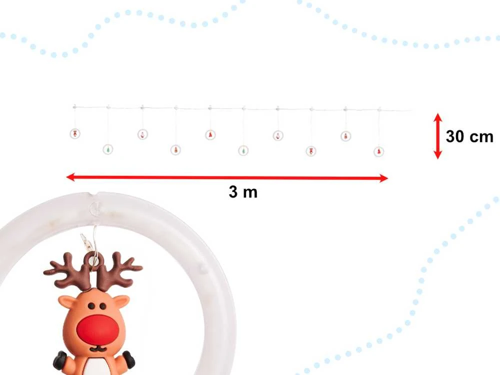 Roger LED užuolaidų žibintai su figūromis 3 m 125LED šiltai baltos spalvos