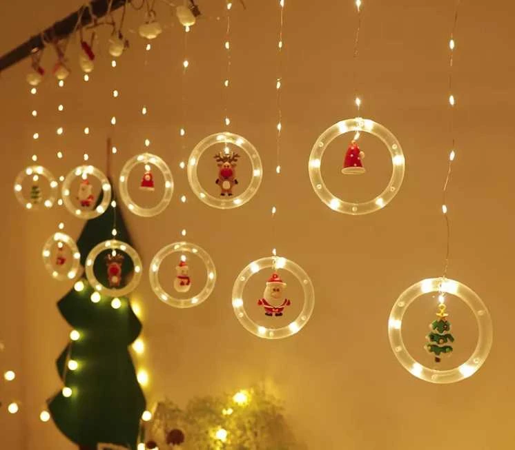 Roger LED užuolaidų žibintai su figūromis 3 m 125LED šiltai baltos spalvos