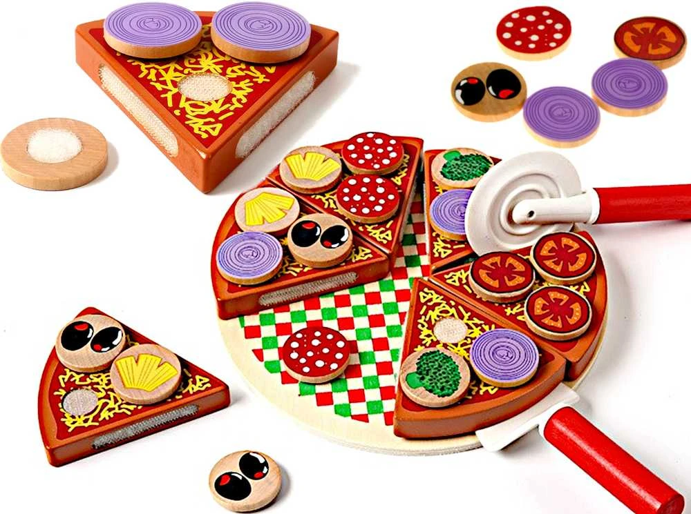 KIK Medinis žaidimų rinkinys Pizza su priedais