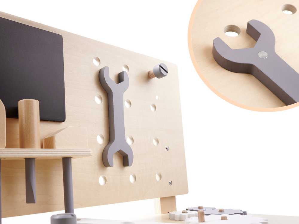 Ikonka Medinės dirbtuvės su įrankiais ant stalo pasidaryk pats rinkinys