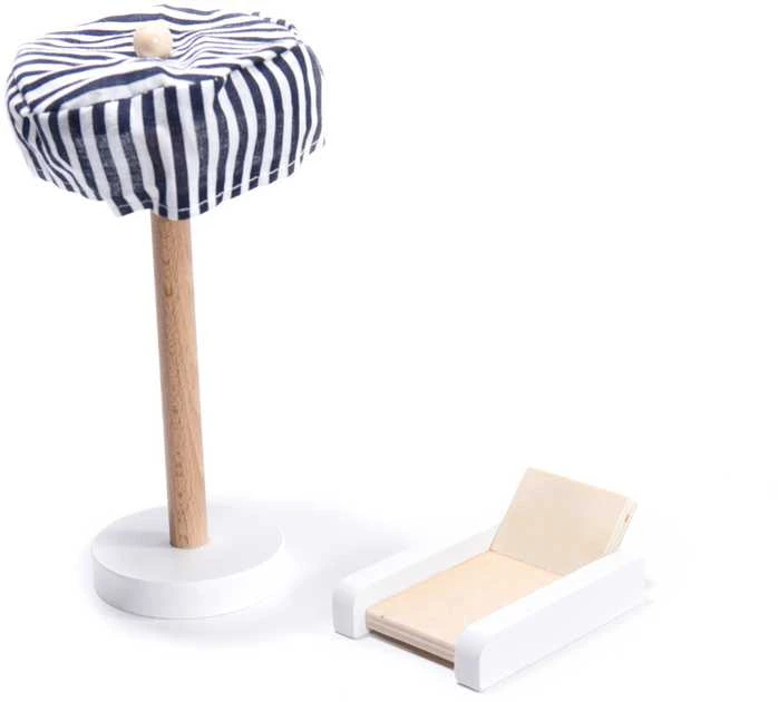 Ikonka MDF medinis lėlių namelis + baldai 78cm juodas LED