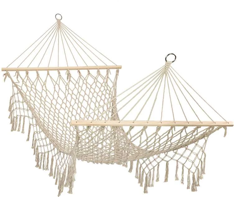Roger Sodo hamakas boho tinklelis su kutais 200 cm ecru spalvos