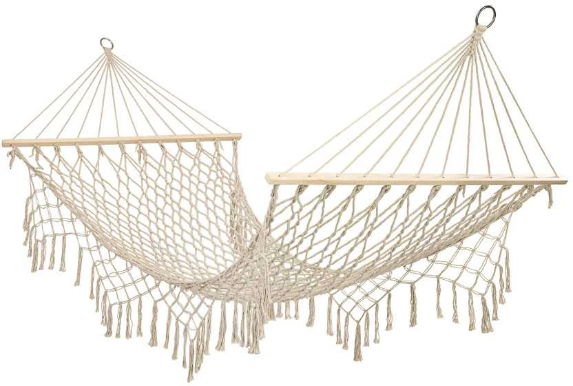 Roger Sodo hamakas boho tinklelis su kutais 200 cm ecru spalvos