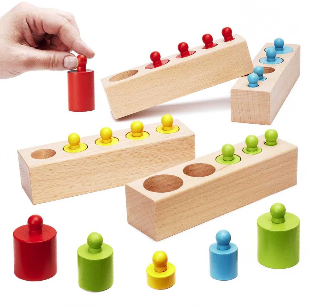 Roger Montessori mediniai cilindriniai svarmenys spalvingi