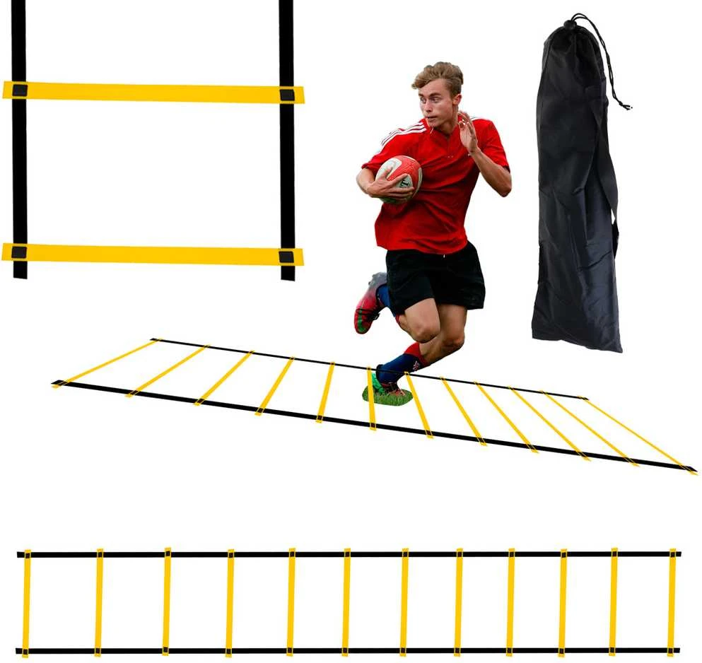 Koordinacinės gimnastikos treniruočių kopėčios geltonos spalvos