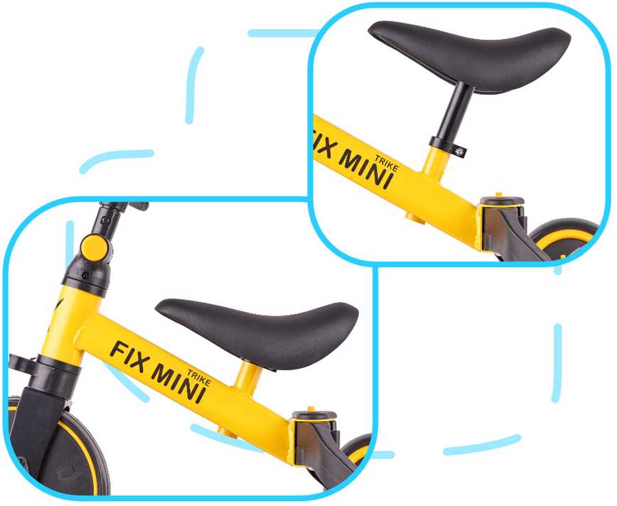 Trike Fix Mini krosinis triratukas 3in1 su pedalais geltonas