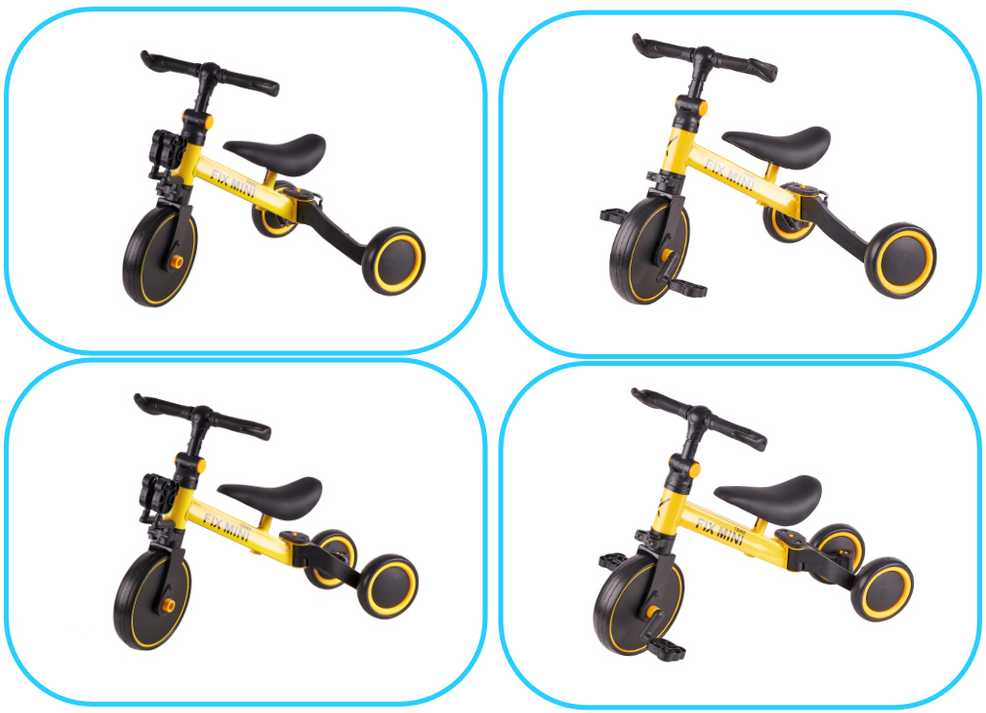 Trike Fix Mini krosinis triratukas 3in1 su pedalais geltonas