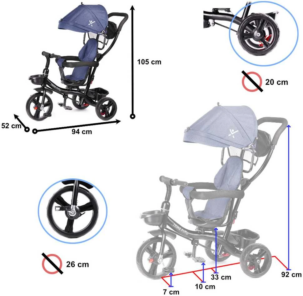 Trike Fix Triratis Fix Lite tamsiai mėlynas