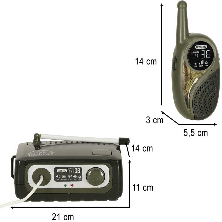 Ikonka Vaikams skirtas Walkie Talkie radijo imtuvų rinkinys su PBX chaki spalvos