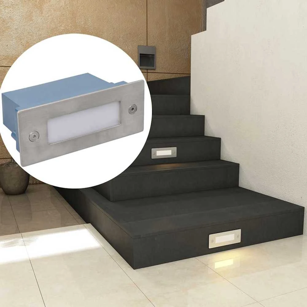 Įleidžiami laiptų pakopų LED šviestuvai, 12vnt., 44x111x56mm