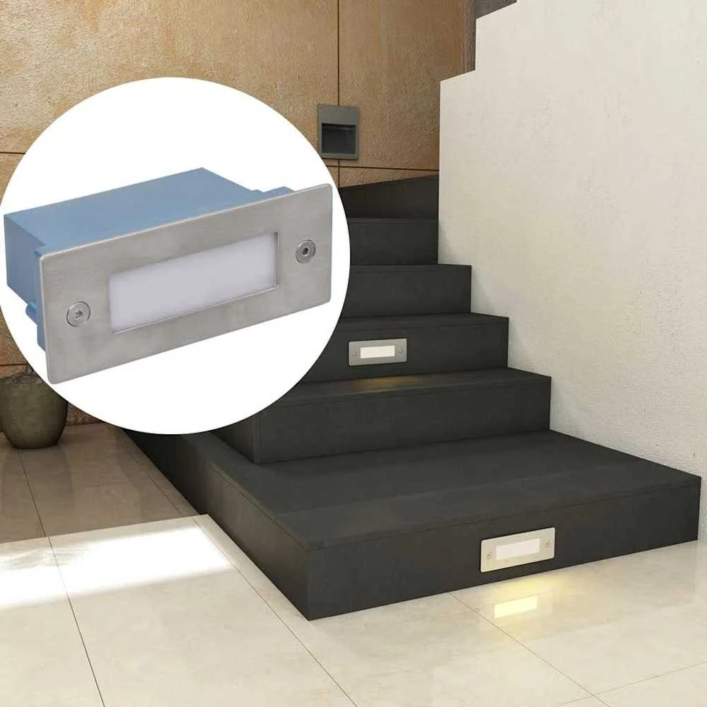 Įleidžiami laiptų pakopų LED šviestuvai, 6vnt., 44x111x56mm
