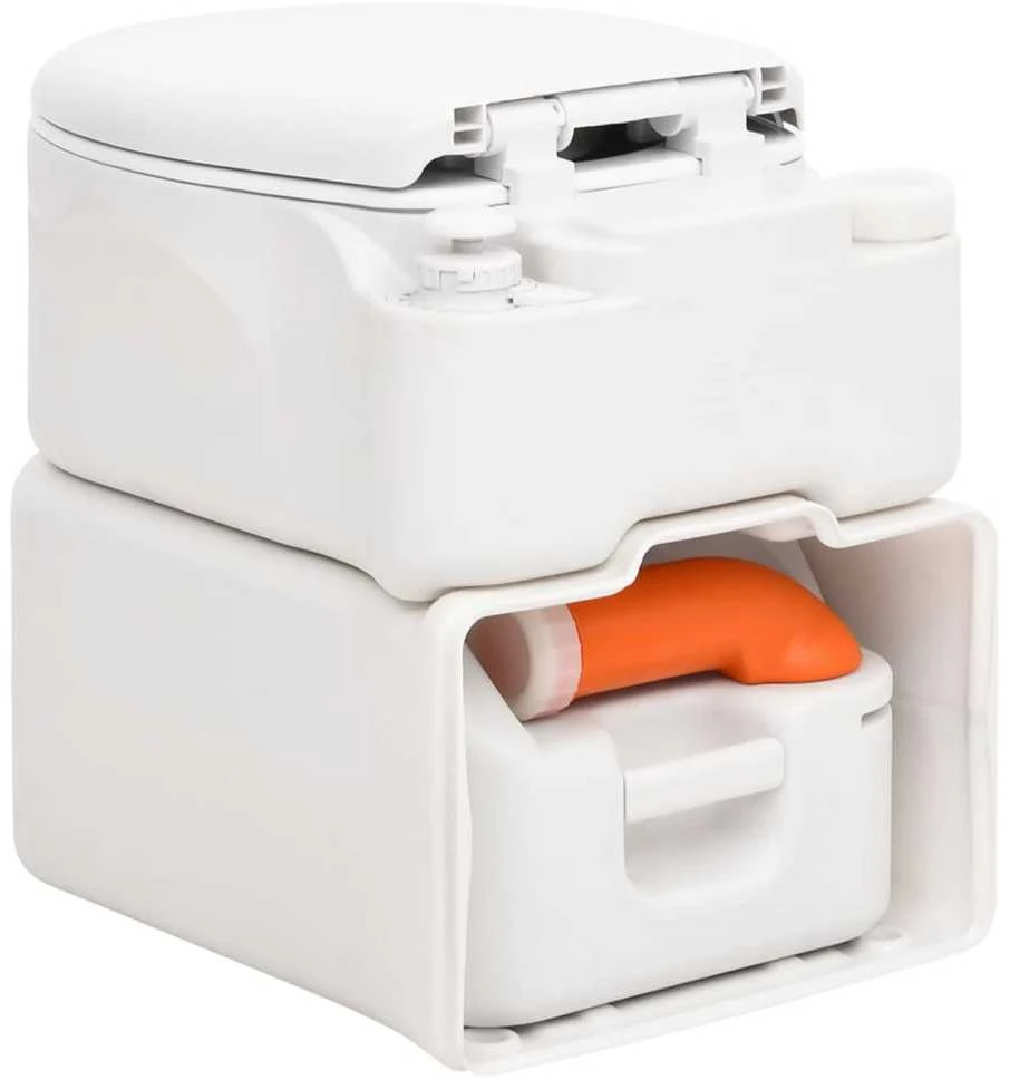 Integruotas stovyklavimo tualetas, baltas, 24+17l, HDPE/emalis