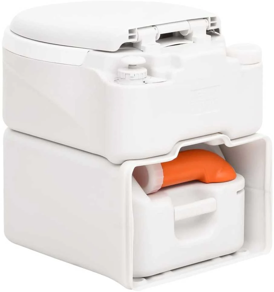 Integruotas stovyklavimo tualetas, baltas, 24+17l, HDPE/PP