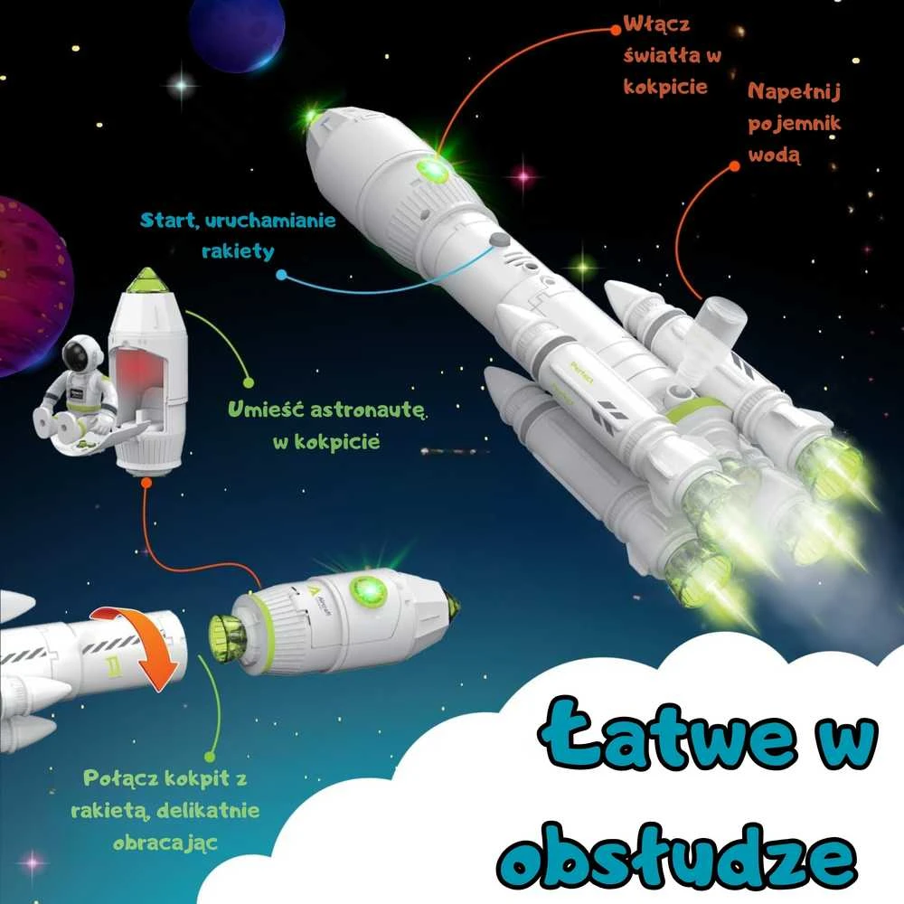 Interaktyvi kosminė raketa su dūmų efektu WOOPIE Space Set