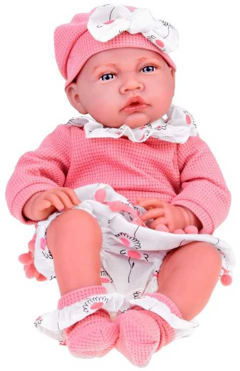 Jokomisiada Didelė 45 cm BOBAS minkšta ir interaktyvi rožinė lėlė mergaitėms ZA5188