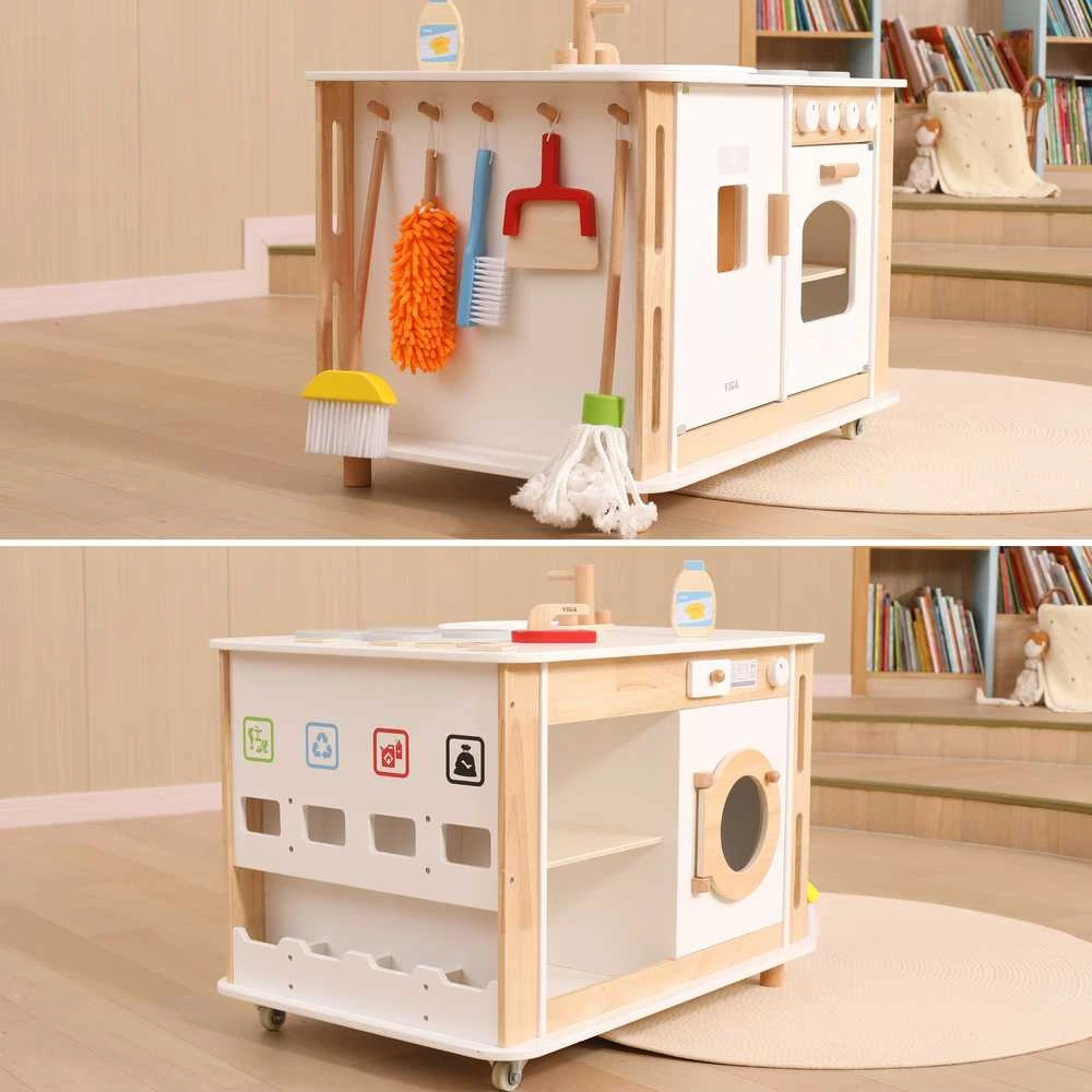 Viga Toys Interaktyvi virtuvėlė ir valymo stotelė vaikams Viga