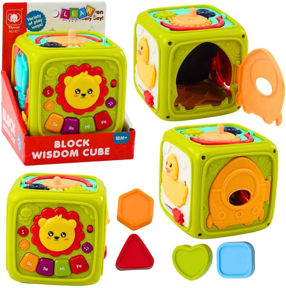 Lean Toys Interaktyvus mokomasis kubas mažyliams Žalias Lion