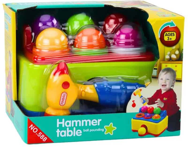 Lean Toys Interaktyvus vaikų žaislas su plaktuku ir spalvotais kamuoliukais
