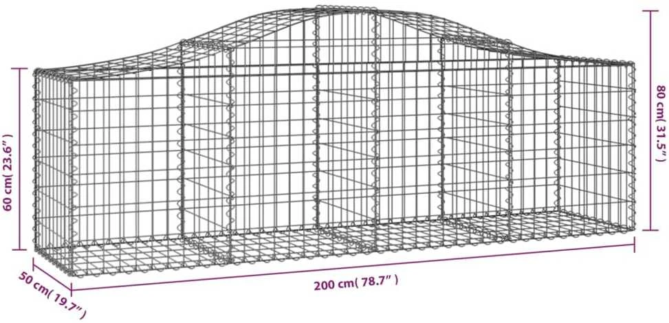 Išlenkti gabiono krepšiai, 12vnt., 200x50x60/80cm, geležis