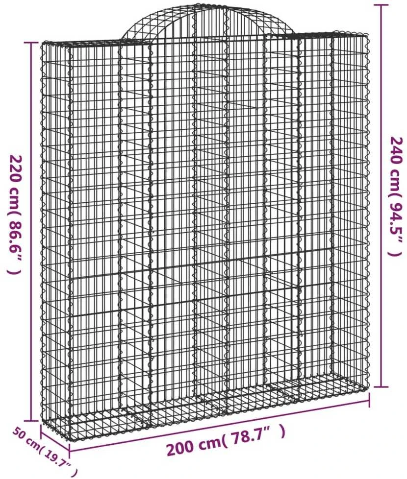 Išlenkti gabiono krepšiai, 14vnt., 200x50x220/240cm, geležis