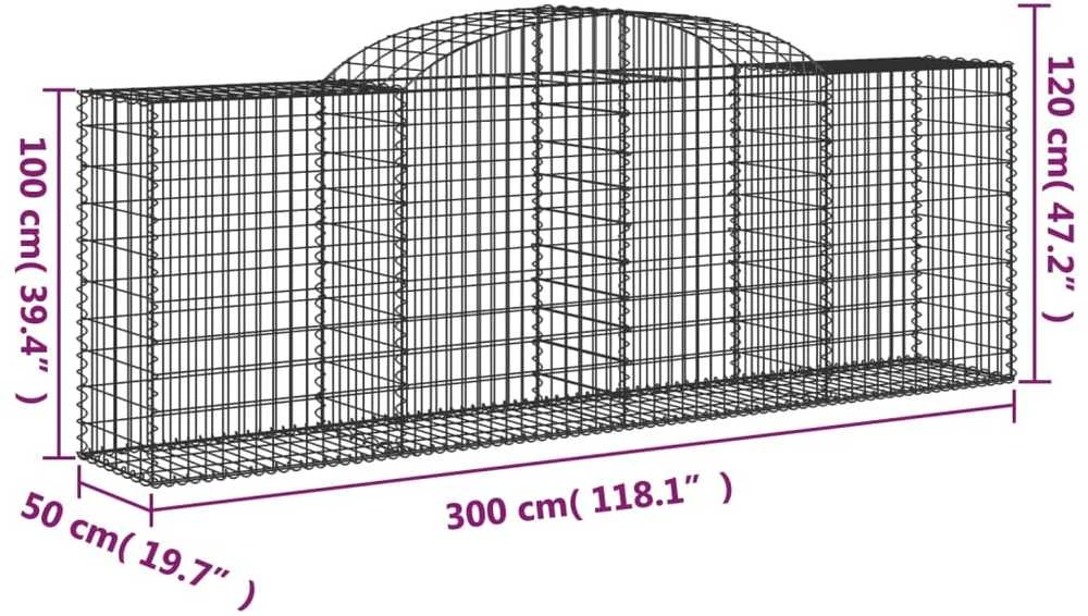 Išlenkti gabiono krepšiai, 15vnt., 300x50x100/120cm, geležis