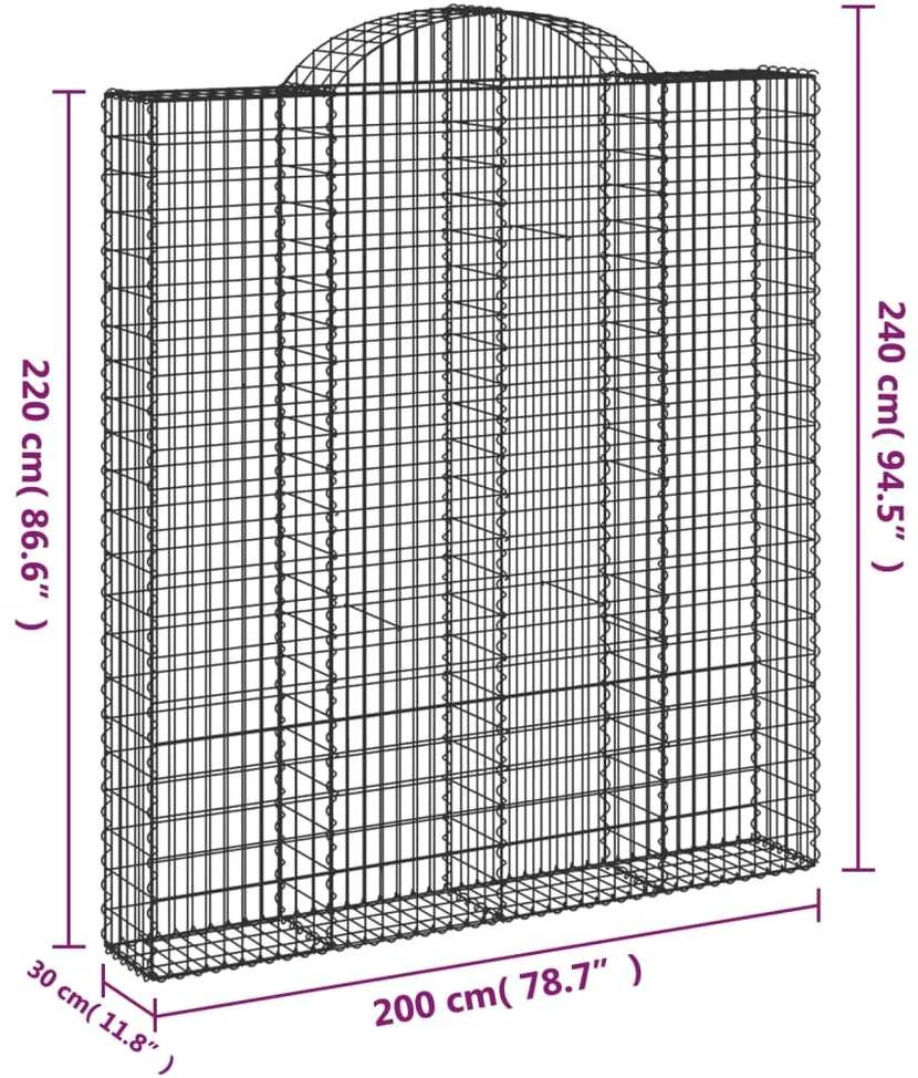 Išlenkti gabiono krepšiai, 2vnt., 200x30x220/240cm, geležis