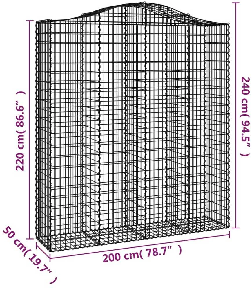 Išlenkti gabiono krepšiai, 5vnt., 200x50x220/240cm, geležis