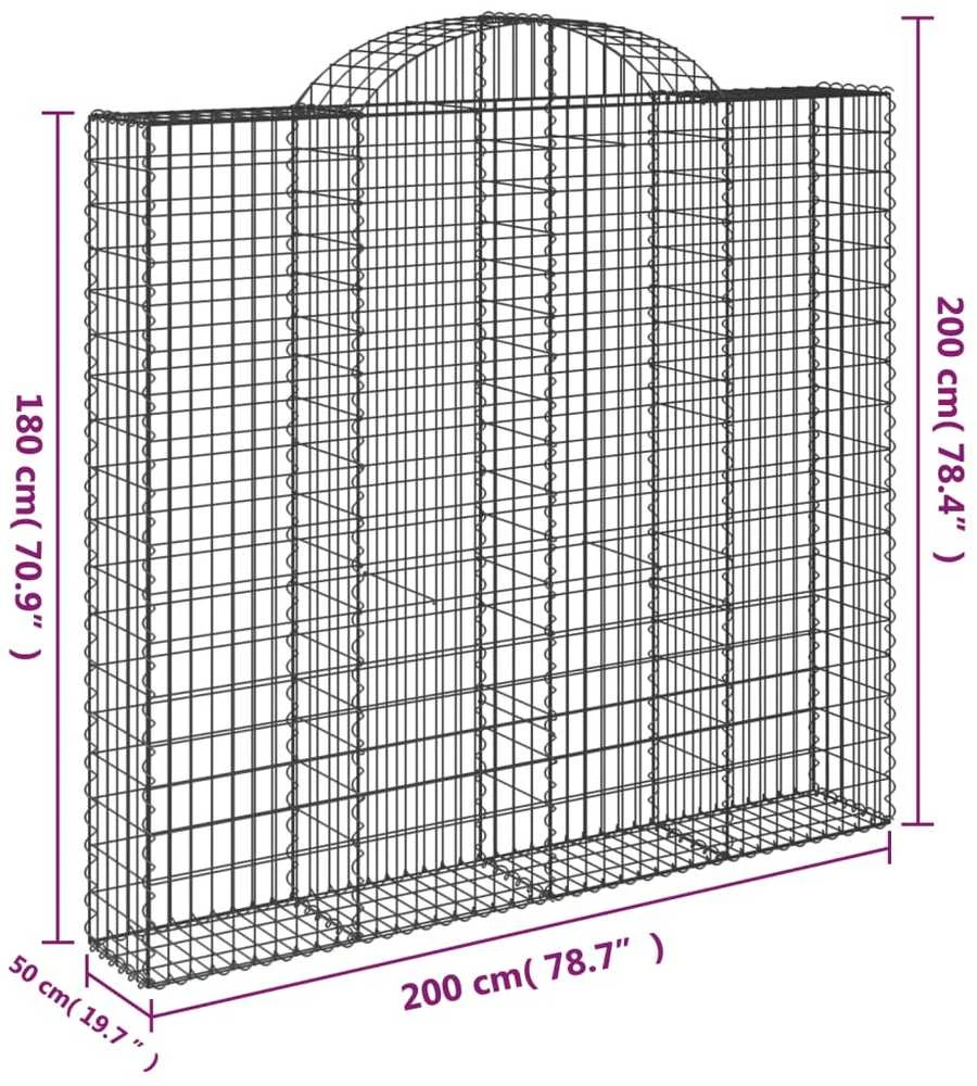 Išlenkti gabiono krepšiai, 6vnt., 200x50x180/200cm, geležis