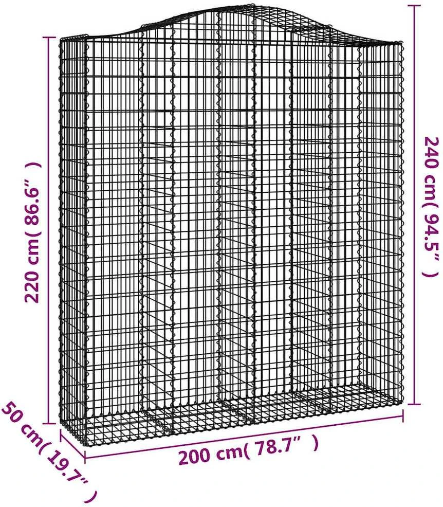 Išlenkti gabiono krepšiai, 7vnt., 200x50x220/240cm, geležis