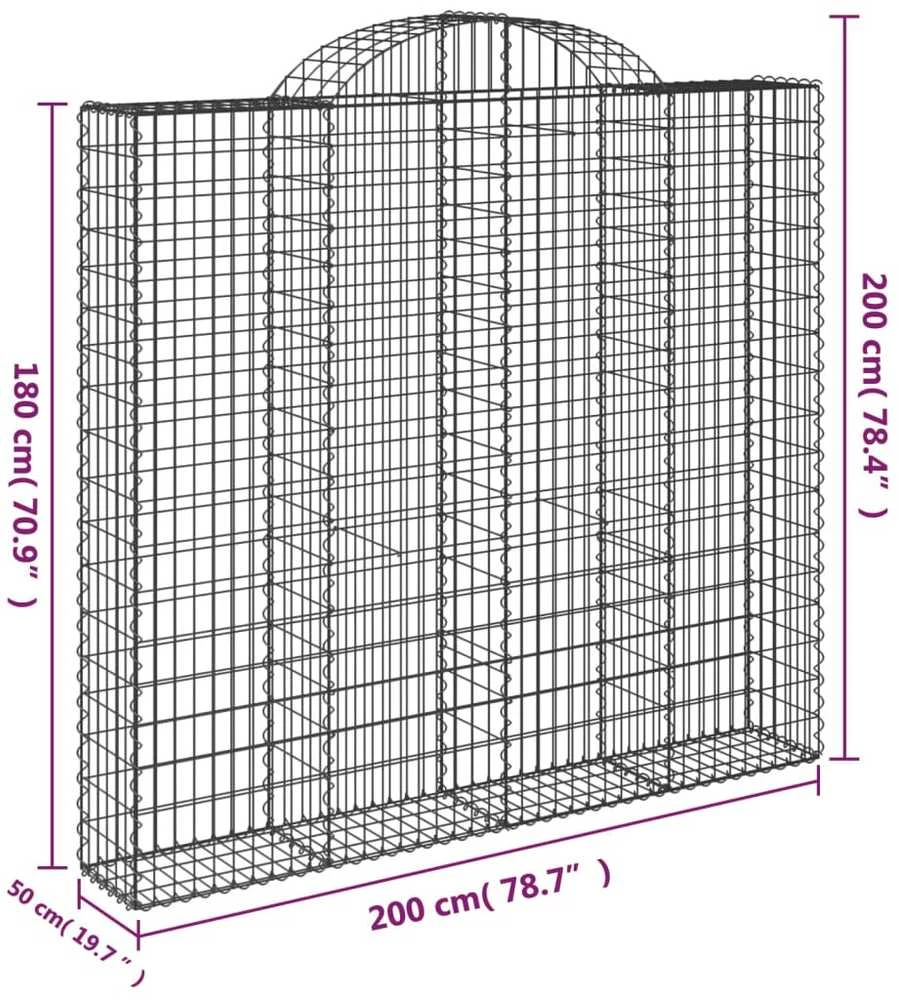 Išlenkti gabiono krepšiai, 8vnt., 200x50x180/200cm, geležis