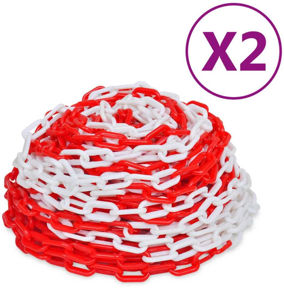 Įspėjamosios grandinės, 2vnt., raudonos/baltos, plastikas, 30m