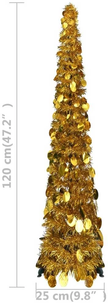 Išskleidžiama dirbtinė Kalėdų eglutė, auksinė, 120cm, PET