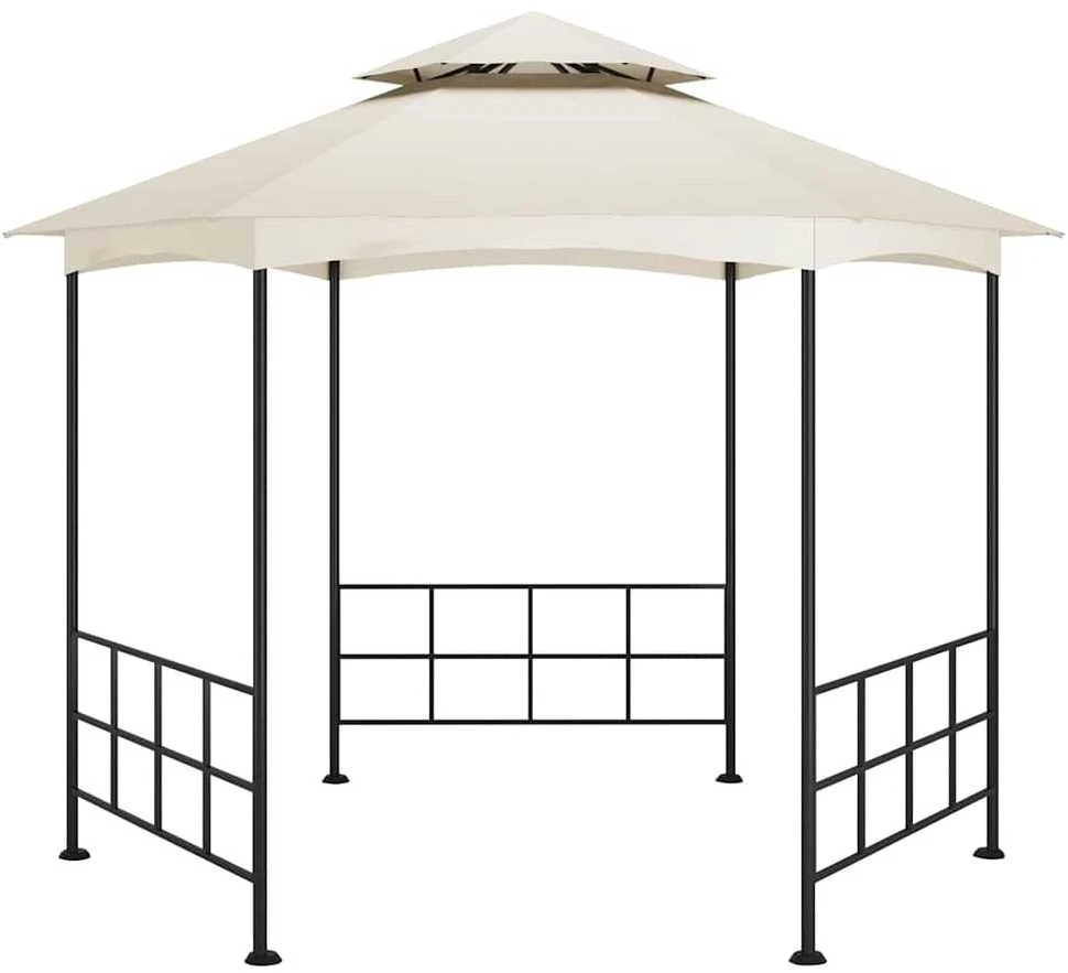 Išskleidžiama pavėsinė su šoninėmis sienomis, kreminė spalva, 3,1x2,7m