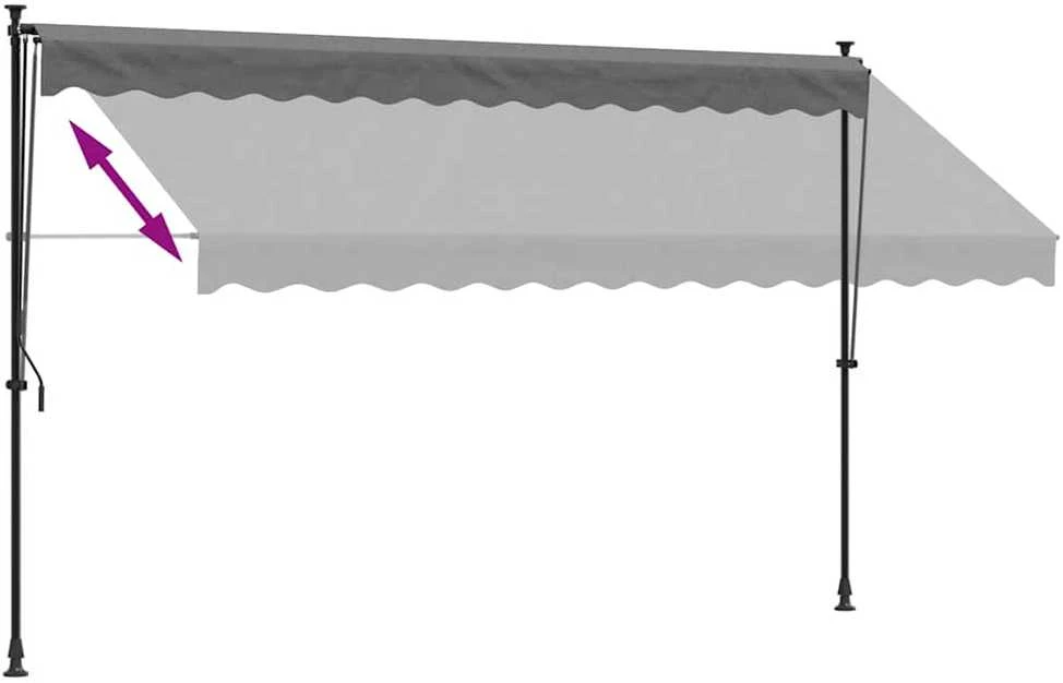 Ištraukiama markizė, antracito, 350x150cm, audinys ir plienas