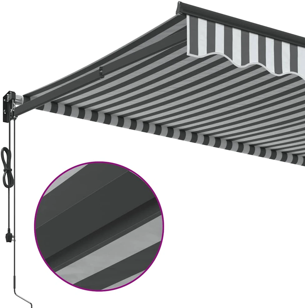 Ištraukiama markizė, antracito ir baltos spalvos, 3,5x2,5 m, audinys ir aliuminis