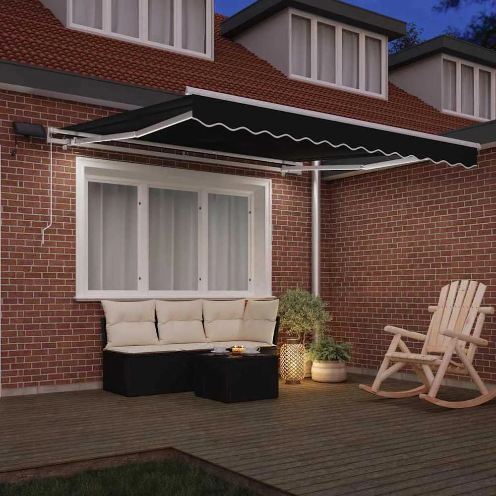 Ištraukiama markizė Juoda 350 x 250 cm Audinys ir plienas
