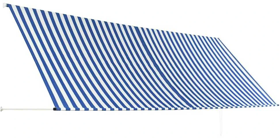 Ištraukiama markizė, mėlynos ir baltos spalvos, 400x150cm